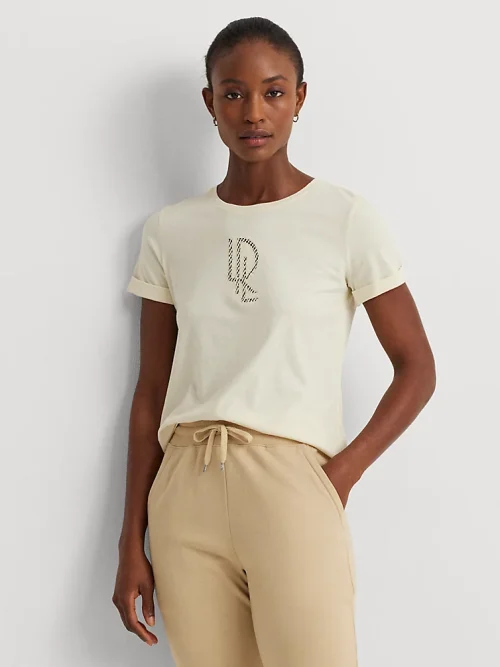 Ralph Lauren Beaded-Logo Cotton-Blend-Jersey