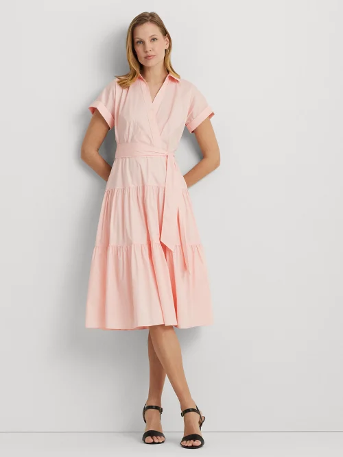 Ralph Lauren belted cotton-blend tiered dress